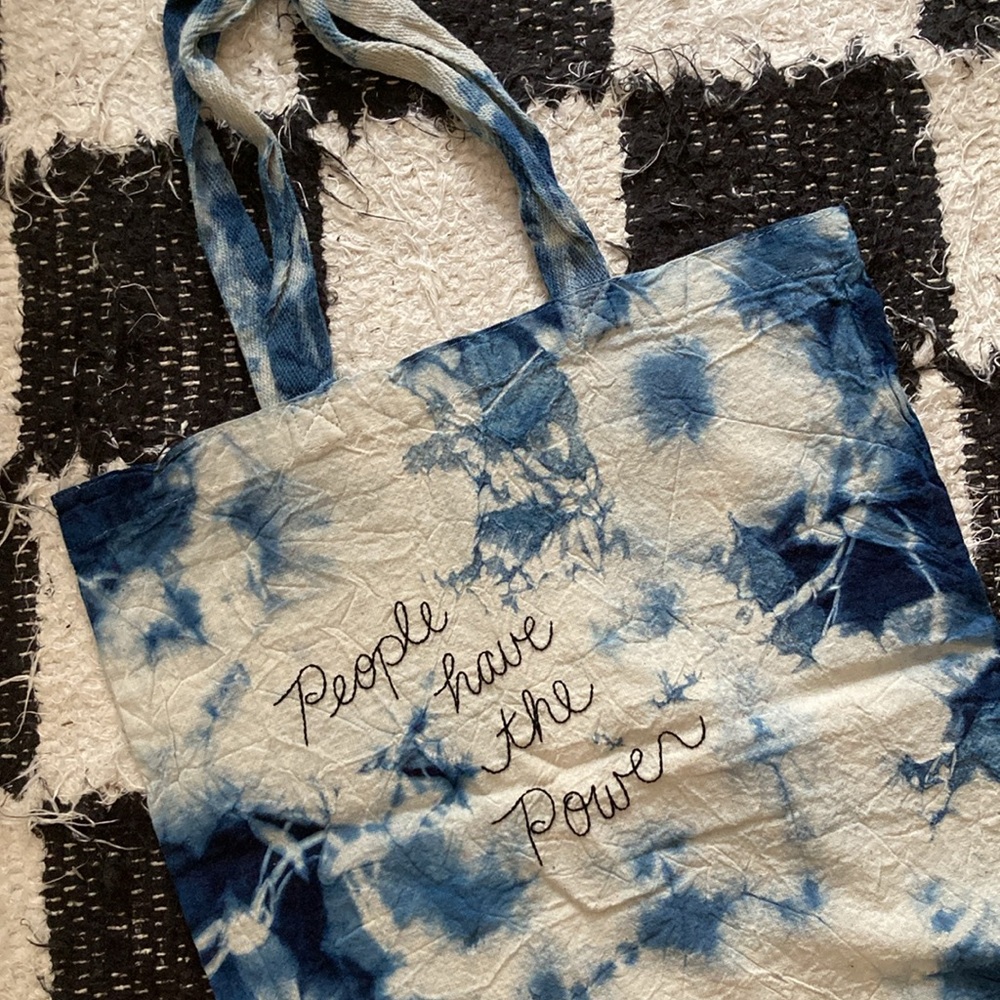 Patti Smith People Have The Power Shibori Dye Tote Bag - hand dyed & stitched
